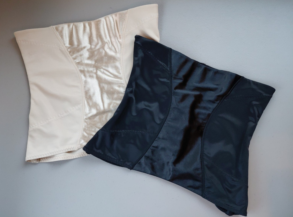 2 VTG Women’s Medium Maidenform Waist Trainer Cincher Shapewear Nude Black Set